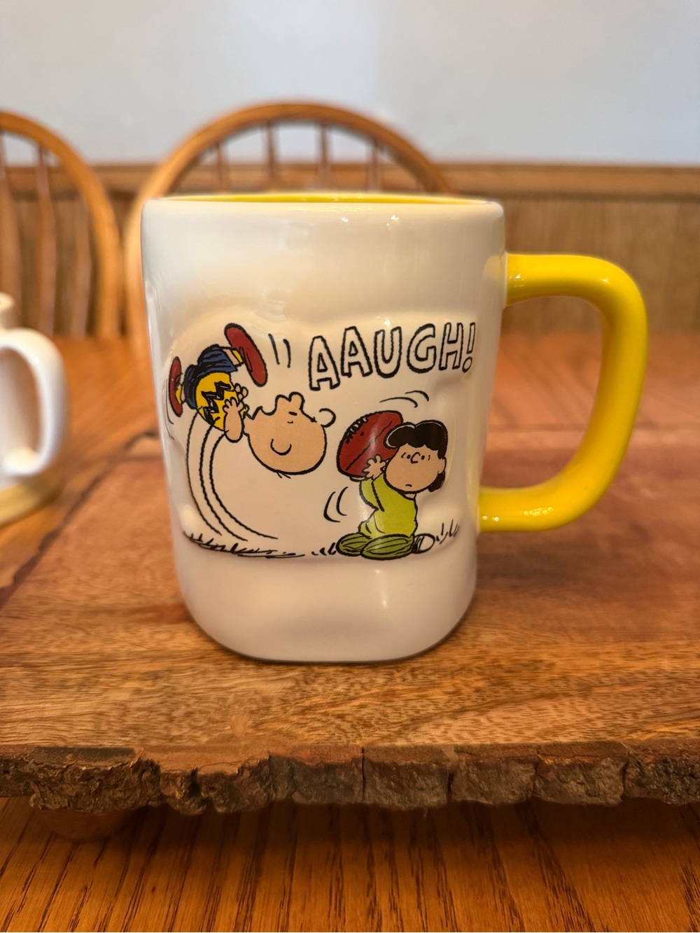 Rae Dunn X Peanuts Charlie Brown Lucy “Football Season” Ceramic Mug Dual Sided